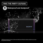 Sony ULT Field 5 Wireless Portable Bluetooth Speaker, IP67 Waterproof, Dustproof, and Rustproof with Enhanced Bass, 25 Hour Battery, 360° Party Light, and Shoulder Strap (SRSULT50B), Black