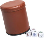 Leatherette Dice Cup with Poker Dice, Felt Lining Quiet Shaker for Playing Yahtzee/Farkle/Liars Dice,