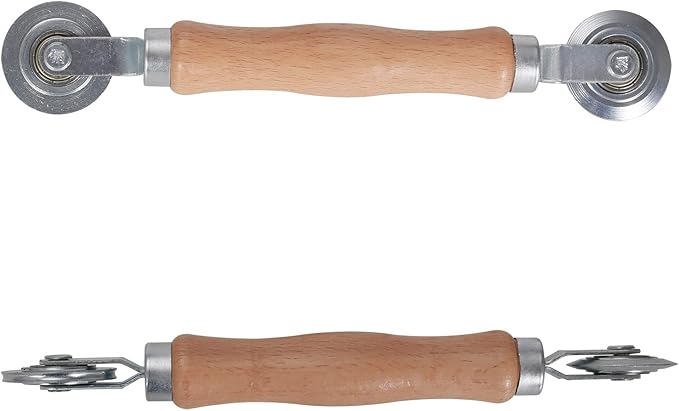 4 Pack Screen mesh Repair Rolling Tools Set for Window/Door Screen Replacement Include Spline Roller Tool with Wooden Handle and Steel Bearing Wheel/Screen Retainer Spline/Hook/Cutter (20'Spline)