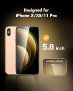 UNBREAKcable Tempered Glass Screen Protector Film for iPhone X/11 Pro/XS (5.8 Inches) [Pack of 2] HD 9H Hardness [Anti-Scratch, Anti-Fingermarks, Bubble Free and Ultra Clear]