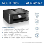 Brother MFC-J1170DW Wireless Color Inkjet All-in-One Printer, NFC One-Touch Print, Duplex, Cloud Print & Scan, Mobile App Control, 2.7" Touchscreen, Works with Alexa