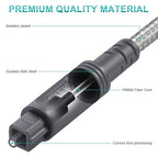 EMK Digital Optical Audio Cable Toslink Cable - [Cotton Braided Jacket,Durable and Flexible] Fiber Optic Cord for Home Theater, Sound bar, TV, PS4, Xbox & More (Grey-10Feet/3M)