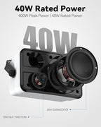 400W Outdoor Bluetooth Speakers, Wireless Sync Between Speakers, IPX5 Waterproof, Powerful Bass, Wall Mount for Patio, Porch, Gazebo, Garage, 2-Pack, White(MZ-621)