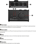 HXBER Passive Monitor Controller with XLR 3.5mm Inputs Outputs Supports Attenuation Control Mute Function, Black