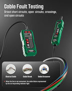 TESMEN TLP-900AR Network Cable Tester, RJ11 RJ45, for CAT5/6/POE/STP, Multi-function Cable Tracer with Pairing, Continuity, QC&NCV, Suitable for Ethernet, Telephone, Wire maintenance and sorting-Green