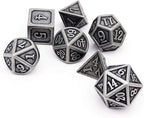 Haxtec Antique Iron Metal DND Dice Set Silver D&D Polyhedral Dice W/PU Leather Dice Bag Compatible with Dungeons and Dragons Gift TTRPG