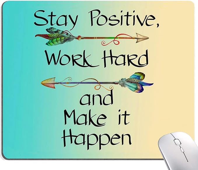 IMAYONDIA Mouse Pad - Inspirational Quotes, Waterproof, Non-Slip Rubber Base, Square Mouse Mat for Computer Laptop, Stay Positive