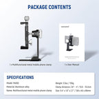 NEEWER Smartphone Tripod Mount Aluminum Alloy, 360° Rotatable Phone Stand Holder Clamp with Cold Shoe and Arca Base Compatible with iPhone 15 Pro Max Galaxy S24 Ultra Pixel & 2.6"-4" Wide Smartphones