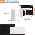 Reception Desk with Counter Modern Checkout Counter with Lockable Drawer Keyboard Tray Receptionist Desk for Office Salon Reception Table Q Left 79inch/200cm