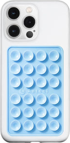 Anteel MAX Silicone Suction Phone Case Adhesive Mount, Upgraded Super Strong Grip, Durable, Easy to Use, Hands-Free Sticky Phone Holder for Selfies, Tiktok Videos, 2.56"x3.94" (Baby Blue)
