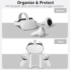 TNP VR Headset Stand for Oculus Quest 2 Holder Touch Controller Display Stand Docking Station White, Meta Quest 2/ Quest/Rift/Rift S/Samsung Odyssey VR Stand/Valve Index/HTC Vive/Valve Index