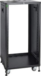 RIVECO POMU 22U Stereo & Server Rack with Caster Wheels, Rolling Network Cabinet, Open Frame Rack for 19-inch Audio Video Music Recording & IT Equipment, Obtuse Angel, Lifting Handle
