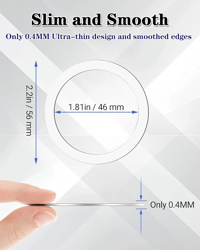 Metal Rings 10PCS,Ultra-Thin(0.4mm) for MagSafe Sticker,Magnetic Adapter,Phone Cases&Wireless Charger,Compatible with iPhone 16/15/14/13,Galaxy S24/S23/S22/Kindle(White 10PCS)
