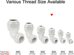 LeMotech M20 Cable Gland, 90 Degree Adjustable 9-14mm Strain Relief, Cord Connectors Nylon Joints with Gaskets, 6 Pcs, Grey