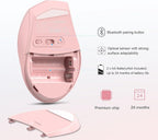TECKNET Bluetooth Mouse, 4800 DPI Wireless Mouse, 2-Year Battery 6 Adjustable DPI, 6 Buttons Compatible with Laptop/Windows/Computer - Pink