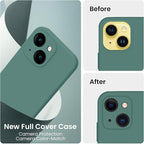 FireNova Designed for iPhone 14 Case, Silicone Upgraded [Camera Protection] Phone Case with [2 Screen Protectors], Soft Anti-Scratch Microfiber Lining Inside, 6.1 inch, Midnight Green