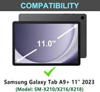 Galaxy Tab A9 Plus Case with Keyboard 5G 11 Inch 2023 (SM-X210/X216/X218), 7 Color Backlit Detachable Tablet Keyboard Cover with S Pen Holder for Samsung Galaxy Tab A9+ 11" (Black)
