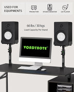 Set of 2 Dual Side Clamping Studio Monitor Stands Desktop Clamp Speaker Stands with Cable Management Extendable Top Plate Mounted by Screws