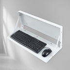 1 Pcs 24 Inch Keyboard Wall Mount Foldable Fits Standard Computer Keyboard Mouse Stand Tray Organizer for Small Offices Apartments, Easy Installation with 4 Screws (White)