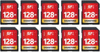 GIGASTONE 128GB SD Card 10-Pack UHS-I U1 Class 10 SDXC Memory Card Full HD Video for Canon Digital Camera, Full-Sized SD Card, with 10 mini case