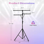 S AFSTAR Pro Audio Tripod, Multi Arm Tripod w/ 6.1-11.5 FT Adjustable Height, Portable T Bar Lighting Stand w/ 100 LBS Capacity, DJ Lighting Stand Suitable for Stage Bar Banquet Party