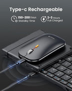 ProtoArc Foldable Keyboard and Mouse, XKM01 True Full-Size Folding Bluetooth Keyboard Mouse Combo for Business Travel, a Portable Office Suite On-The-Go, Compatible with Laptop iPad Tablet - Black