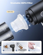 Car Vacuum Portable Cordless, 16000Pa Handheld Vacuum Mini Vacuum Cleaner High Power with Best Suction Brushless Motor, 4 in 1 2-Speed Air Duster Portable Vacuum for Car Keyboard Pet Hair