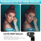 Webcam HD 1080p ,Live Streaming HD Camera with Stereo Microphone, PC Desktop or Laptop USB Webcam with 110 Degree View Angle, for Switch 2,Video Calling, Recording, Conferencing, Streaming, Gaming