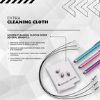 The Friendly Swede Mesh Tip Stylus Pen for Touchscreen — 3-Pack Micro-Knit Capacitive Stylus Pen for iPad & iPhone with 3 Replaceable Fiber Tips, Elastic Lanyards & Screen Cleaning Cloth