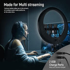 NEEWER 19 inch 2.4G Ring Light with Stand, 3 Phone Holders, 2.4G USB Transmitter for Mac/PC Remote Control, Touch Panel, Smooth Dimming at 1%, 3200K-5600K for Selfie TikTok Live Streaming Zoom, RP19H