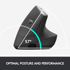 Logitech MX Vertical Wireless Mouse – Ergonomic Design Reduces Muscle Strain, Move Content Between 3 Windows and Apple Computers, Rechargeable, Graphite