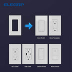 ELEGRP 1-Gang Screwless Decorator Wall Plates, Standard Size Unbreakable Thermoplastic Faceplate Cover for Decorator Receptacle Outlet Switch, UL Listed (20 Pack, Glossy White)