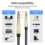 3.5mm to 1/4 Stereo Audio Cable 10 Feet /3M, 1/8" to 6.35mm 1/4" TRS Male Aux Cord Double Shielded with Braiding for Guitar, Amplifiers, PC, Home Theater, Speaker, etc.