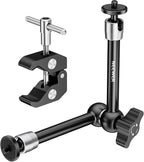 NEEWER 9.8"/25cm Adjustable Magic Arm with Super Clamp, 1/4" & 3/8" Threads, 1/4" Screws for Flash/LED Light/Microphone/Monitor, Compatible with SmallRig Camera Cage, Max Load: 4.4lb/2kg, ST25C