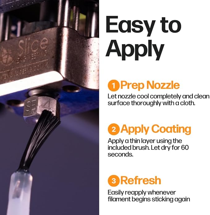 Slice Engineering Plastic Repellent Paint Repels Plastic & Prevents Buildup on the Nozzle | Get Enhanced Print Quality | Hassle-Free Application | Water-Based PTFE Nanosuspension (3 mL - 3 Pack)