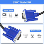 VGA to VGA Monitor Cable 15 Pin Male to Male Computer Cord Support 1080P Full HD for Laptop TV Projector - 6 Feet(10 Pack)