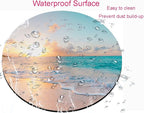 Round Mouse Pad, Beach Customized Premium-Textured Mouse Mat, Washable Mousepads with Lycra Cloth, Non-Slip Rubber Base Small Mousepad, 7.9×7.9×0.12 inches (Beach)
