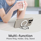 COOLQO 1Pc 360 Spin Cell Grip Ring Phone Stand [Upgrade Gear Hinge Stress Anxiety Relief] Magnetic Holders for Your car Accessories Desk Mount Compatible with iPhone All Smartphones, Silver