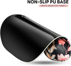 JIKIOU Mouse Pad, 2 Pack Ergonomic Mouse Pads with Comfortable Gel Wrist Rest Support and Smooth Cloth, Non-Slip PU Base for Easy Typing Pain Relief Durable and Easy to Clean Small Black Flowers