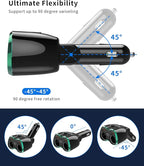 [2025 Upgraded] Cigarette Lighter Splitter, SUPERONE 180W 2-Socket Cigarette Lighter Adapter with Dual QC3.0 and 20W PD USB C Car Charger Splitter for GPS/Dash Cam/Laptop/iPad/iPhone 16/15/14/13/12/11