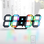 KOSUMOSU LED Digital Clock Neon Clock 9.7" Black Gaming Clock RGB LED Wall Clock for Living Room Desk Clock Large Display Clock for Bedroom, Black Clock with Dimming