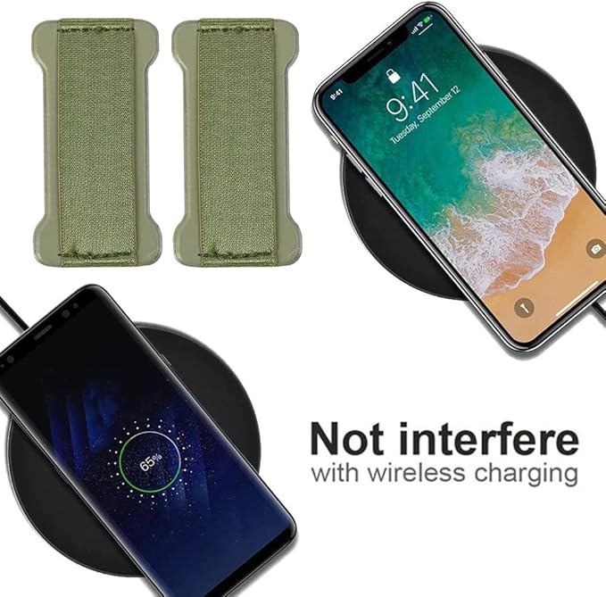 Phone Grip Holder for Hand, Universal Finger Strap Phone Holder, Finger Selfie Grip Compatible with Most Smartphones (Green) - 2Pack