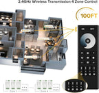 BTF-LIGHTING 5050SMD FCOB COB Dimming RF 2.4GHz Wireless Remote RC01RFB &4PCS C01RF Tuya Controller Kit 4 Zones Group Control PWM Single Color (+V -V) 2pin LED Neon Rope Light DC5V DC12V DC24V