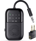 Bluetooth Transmitter Receiver, 2-in-1 Bluetooth 5.4 Adapter for TV, Airplane, Gym Equipment, Cars, PC, Supports to 2 Wireless Headphones, Cell Phones, Wireless Receiver for Car, Home Stereo- Black