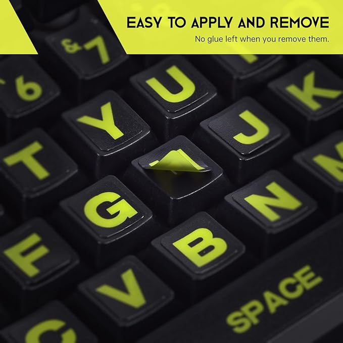 English Keyboard Stickers Full Size Universal PC Computer Laptop Desktop Replacement - QWERTY Alphabet for Full Size Keyboards - 1PCS