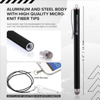 The Friendly Swede Mesh Tip Stylus Pen for Touchscreen — 3-Pack Micro-Knit Capacitive Stylus Pen for iPad & iPhone with 3 Replaceable Fiber Tips, Elastic Lanyards & Screen Cleaning Cloth