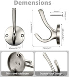4 Pack Brushed Nickel Coat Hooks - Silver Robe & Towel Hooks for Bathrooms & Kitchen