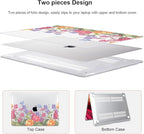 for MacBook Pro 13 Inch Case 2022 2021 2020 Release A2338 M2 M1 A2251 A2289, Plastic Hard Shell Case for MacBook Pro 13.3 inch with Touch Bar & Touch ID, Pink & Purple Flowers
