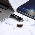 Transcend 256GB External SSD, Up to 1,050MB/s, Dual USB Flash Drive for iPhone&iPad&Mac, Windows&Android, Tablet&PC, Smart TV, USB 3.2 Gen 2 Thumb Drive Photo Stick, 2-in-1 Type C &Type A Memory Stick
