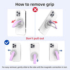 RESPECTED-BRO-Magnetic-Phone-Grip-Stand, Magnetic Phone Ring Holder Kickstand with Silicone Finger Strap, Compatibility for iPhones, Androids, and More (Purple)